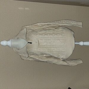 SAM EDELMAN, SZ L BEIGE CABLE KNIT SWEATER